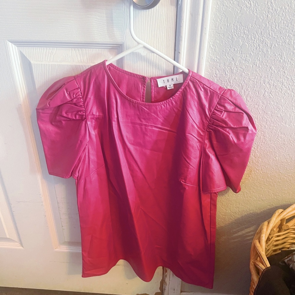 Hot Pink Leather Top